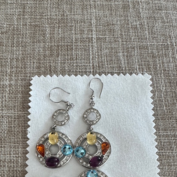 Colorful Crystal Drop Earrings - Picture 2 of 4
